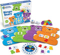 Bingo Bears game featuring 4 colorful bear-shaped boards, plastic bear figurines, a spinner, and game cards.