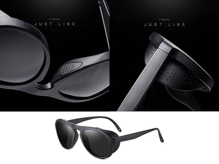 Dealonlinenz black polarized sunglasses with anti-blue ray hydrophobic lenses, stylish eyewear for UV protection and glare reduction.
