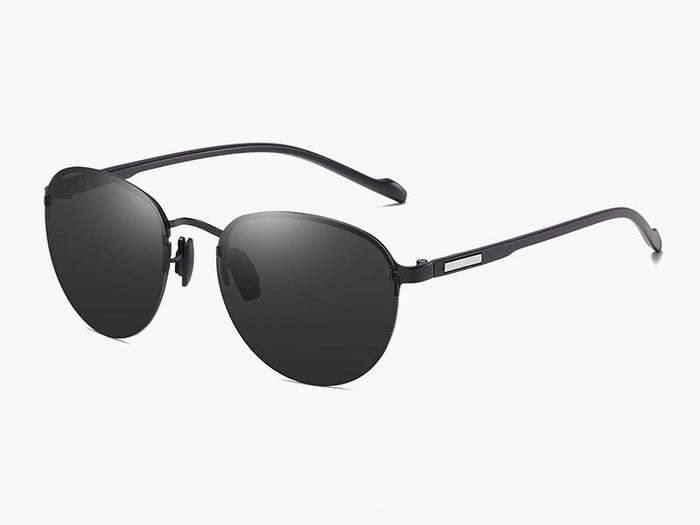 Dealonlinenz black polarized sunglasses with blue light blocking lenses and hydrophobic coating, designed for outdoor protection.