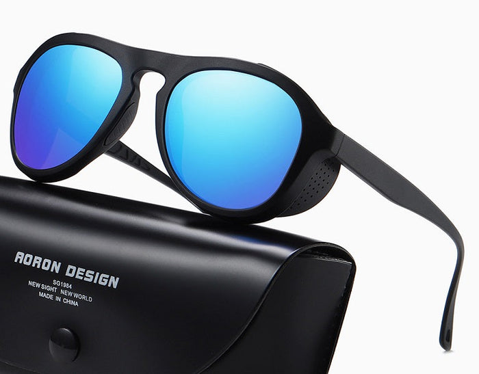 Blue HD polarized sunglasses with anti-blue ray coating and hydrophobic lens from dealonlinenz, designed for UV protection and clarity.