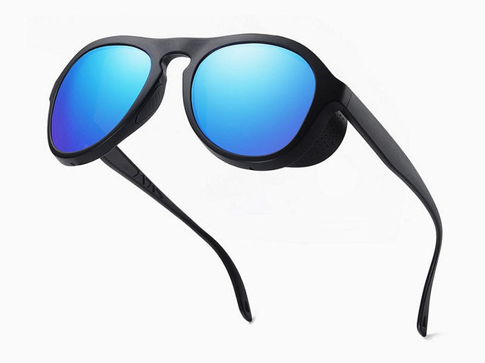 Dealonlinenz blue polarized sunglasses with hydrophobic finish and anti-blue ray lens, suitable for outdoor wear and eye protection.