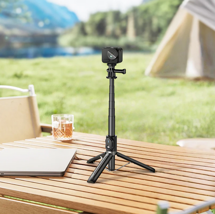 Techplus Bluetooth selfie stick tripod, 95cm with remote, adjustable extendable handle for photos and videos.