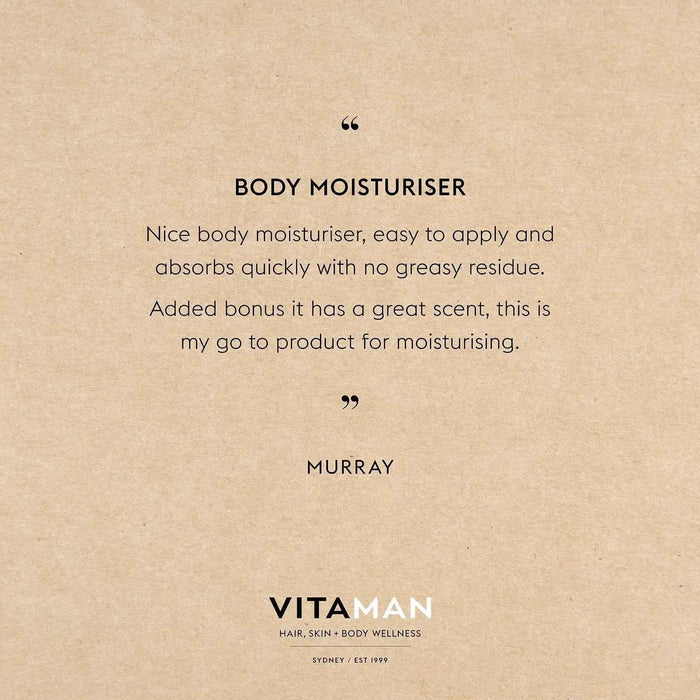 VITAMAN Australia body moisturizer in a sleek pump bottle, designed to hydrate and nourish skin.