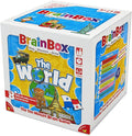 Cube-shaped trivia game box featuring blue and yellow illustrations of a globe, safari truck, and world landmarks.