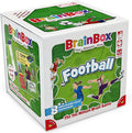 Green cube-shaped box for a football memory card game featuring cartoon soccer players and game play information icons.