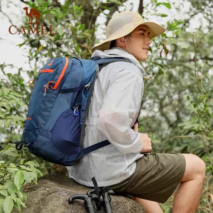 Mead's Supply & Equipment Outfitters Camel outdoor backpack in fruit green, 40L for hiking and camping, with multiple compartments