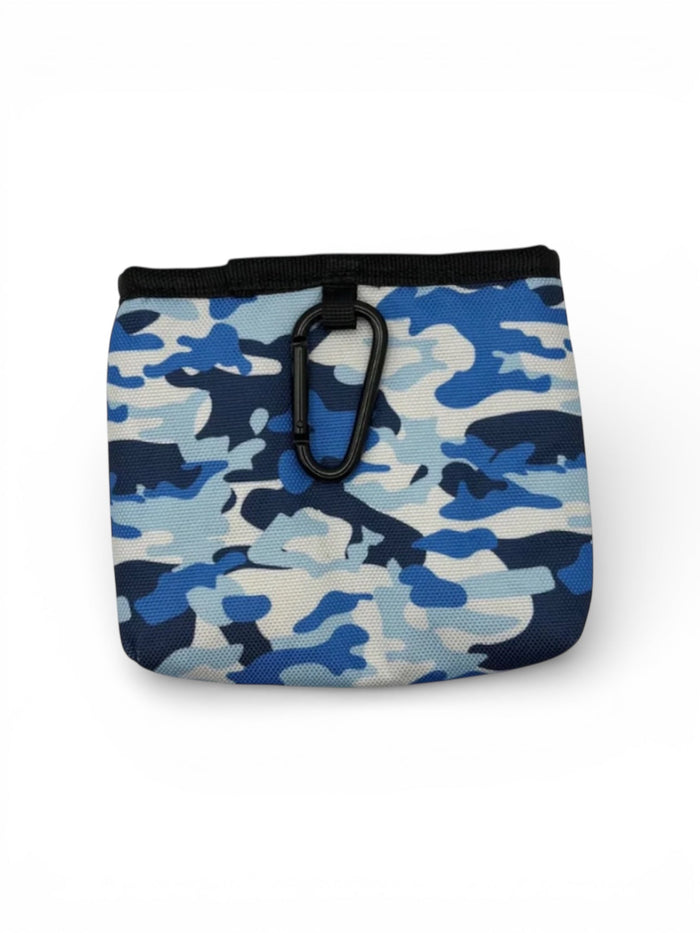 Camouflage treat training pouch from DogTreatNZ with adjustable waist strap and spacious main compartment for dog treats.