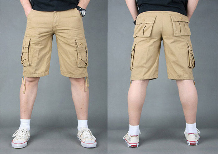 Dealonlinenz cargo shorts in solid color with multiple pockets, suitable for outdoor work, hiking, and camping activities.