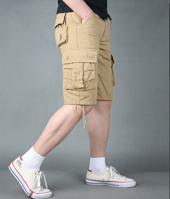 Dealonlnz cargo shorts for outdoor work and hiking, solid color with multiple pockets, casual men's camping shorts
