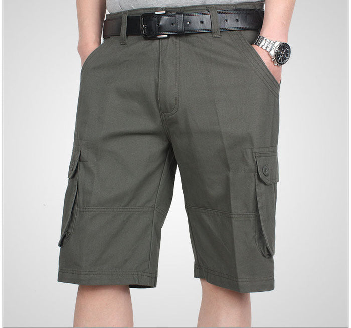 Dealonlinenz cargo half shorts for outdoor work and hiking, solid color with multiple pockets, casual and durable design