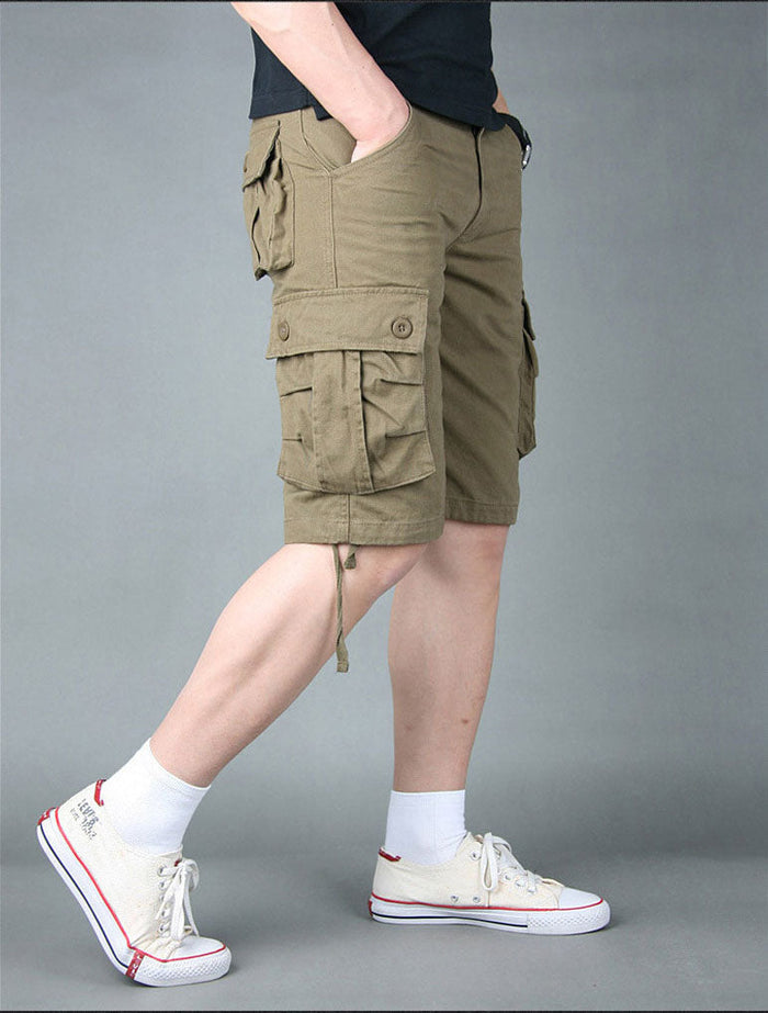 Dealonline.nz cargo shorts for outdoor work and hiking, featuring solid color, multi-pocket design, and durable fabric.