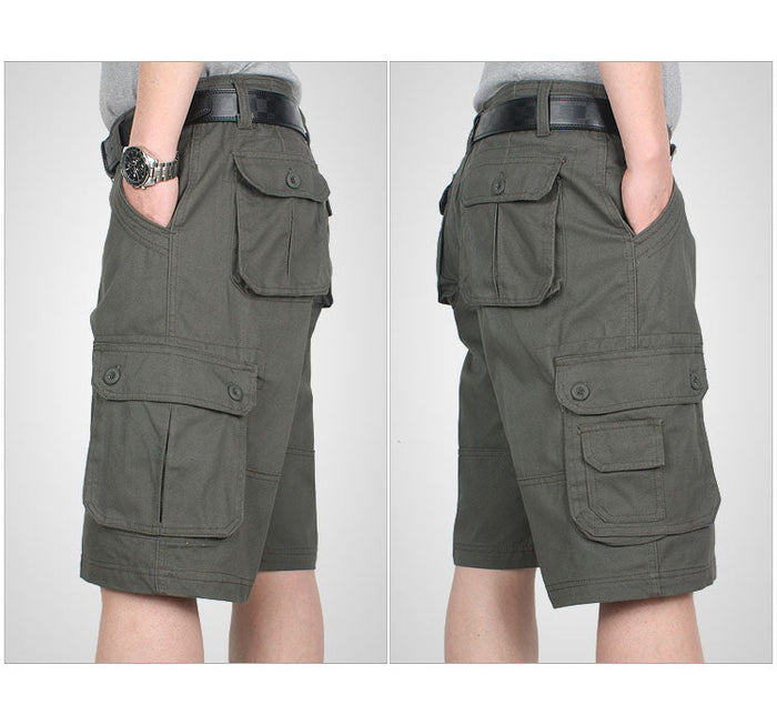 Dealonlinenz cargo half shorts in solid color with multiple pockets, ideal for outdoor work, hiking, and camping activities.