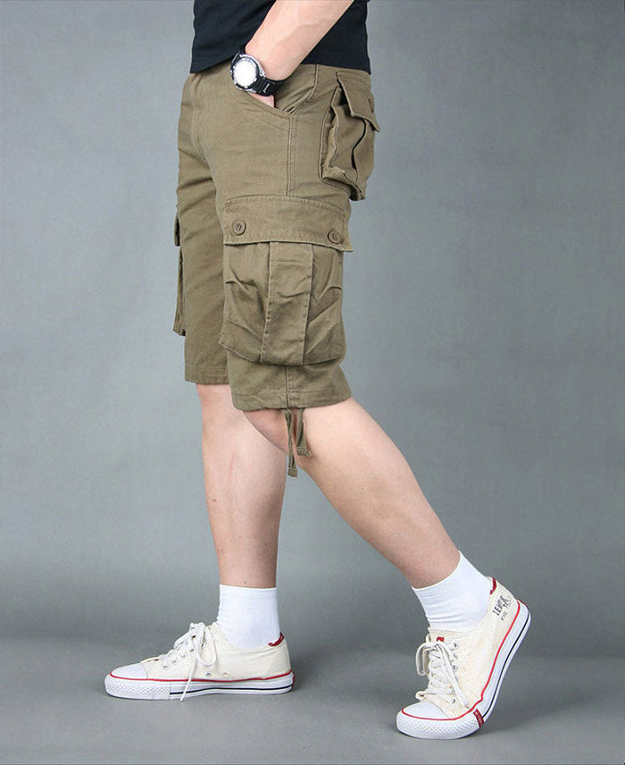 Dealonlinenz cargo shorts for outdoor activities, solid color work shorts with multi-pocket design for hiking and camping.