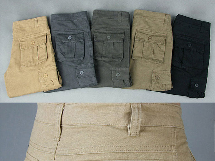Dealonlinenz cargo shorts with multiple pockets, solid color outdoor work and hiking shorts, casual and functional design.