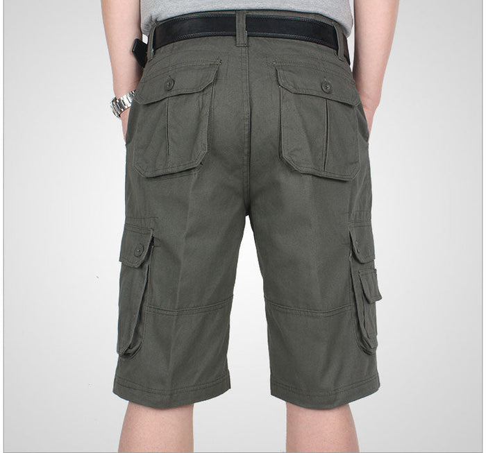 Dealonlinenz cargo half shorts in solid color with multiple pockets, suitable for outdoor work, hiking, and camping activities.