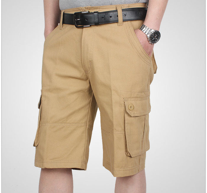 Dealonlinenz cargo half shorts in solid color with multiple pockets, ideal for outdoor work, hiking, and camping activities.