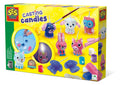 SES Creative candle kit box featuring colorful animal-shaped candles, wax molds, glitter, and painting accessories.