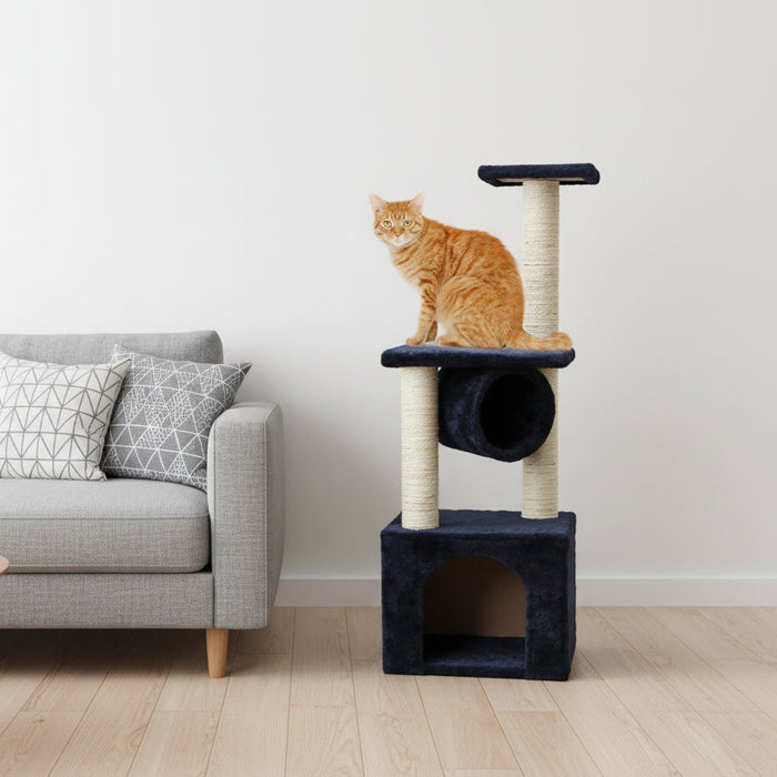 Dealonlinenz Cat Tree House Post Condo, 94cm high, with multiple platforms and cozy hideaway for cats to climb and rest.