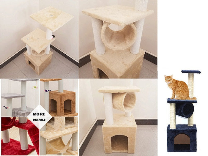 Dealonlinenz cat tree house with multiple levels and cozy condo, 94cm tall, made by dealonline.co.nz for climbing and lounging.
