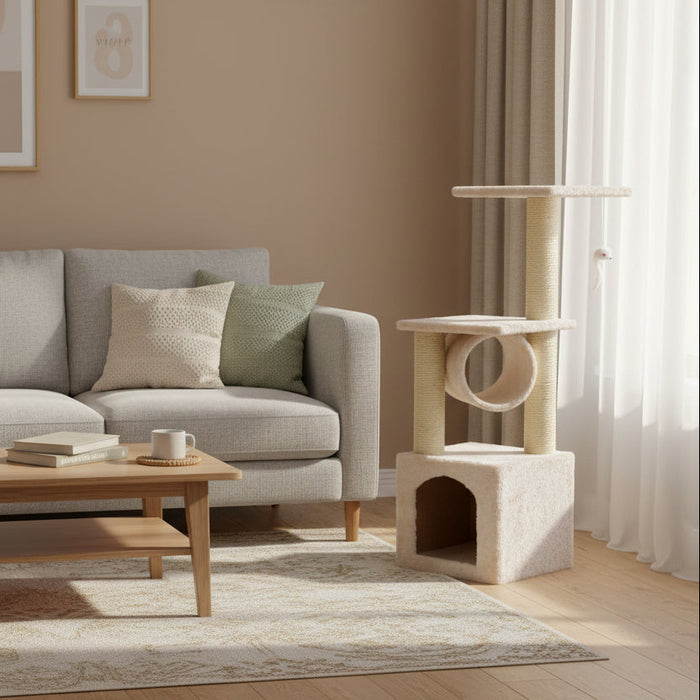 Dealonlinenz cat tree house with multiple levels, posts, and condo for climbing and lounging, 94cm high, made by dealonline.co.nz