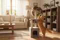 Grey cat tree house with multiple levels, scratching posts, and cozy condo for cats, 94cm high, by dealonline.co.nz