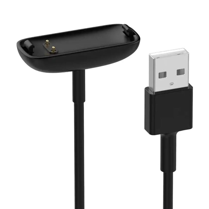 Black Fitbit Inspire 3 charger with USB-C cable, designed for easy charging and compatibility with Fitbit Inspire 3 devices.