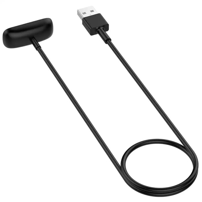 Fitbit Inspire 3 charger with USB cable connected, designed for easy charging of Fitbit Inspire 3 fitness tracker.