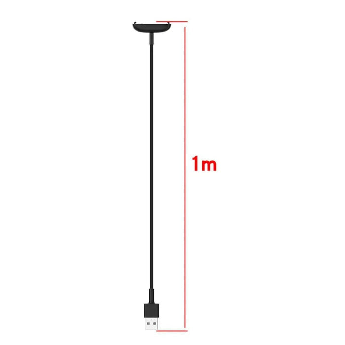 Black Fitbit Inspire 3 charger with white charging port, designed for easy connection and reliable power for fitness tracking.