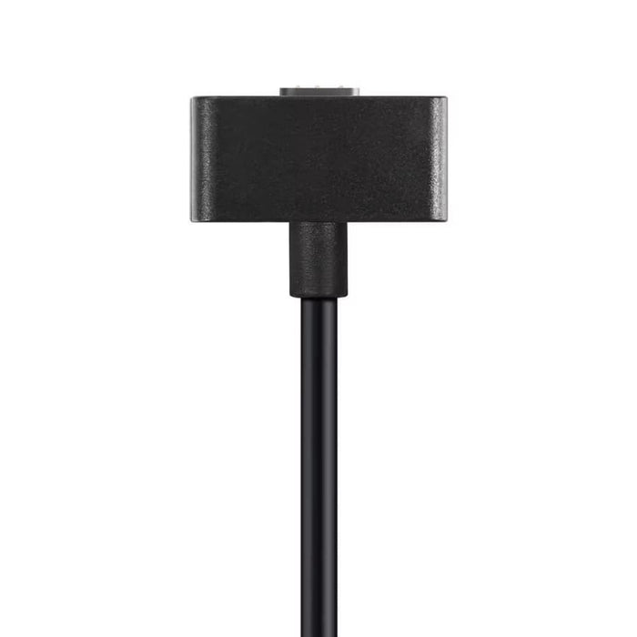Black Fitbit Ionic charger with rectangular connector and cable for easy charging of Fitbit Ionic smartwatch.