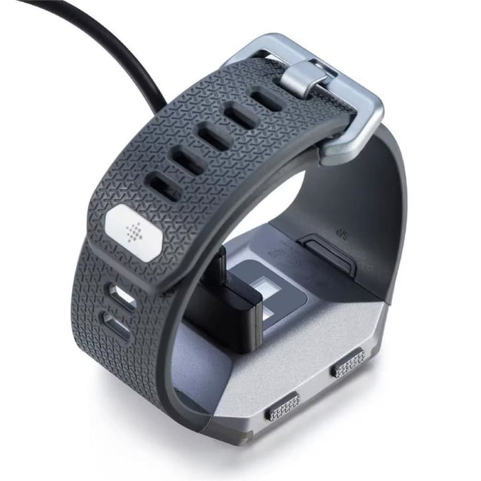 Black Fitbit Ionic charger compatible with Fitbit Ionic smartwatch, designed for secure and easy charging.