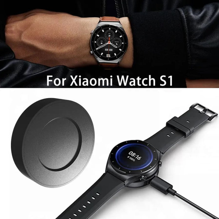 Xiaomi Watch S1 charger with magnetic connection and compact design for easy charging of the smartwatch.
