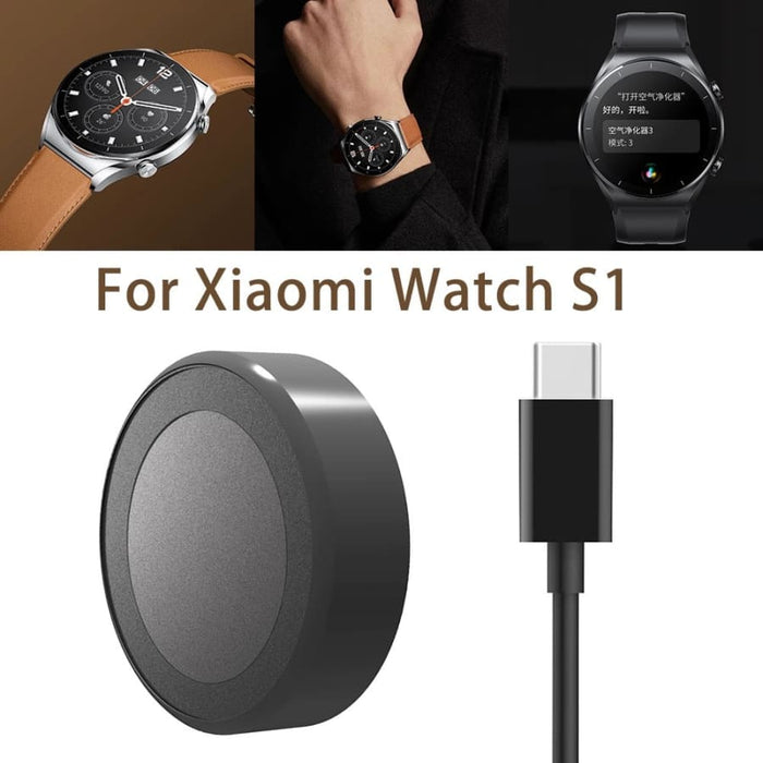 Xiaomi Watch S1 charger with magnetic magnetic charging cable and compact design for easy charging of smartwatch.