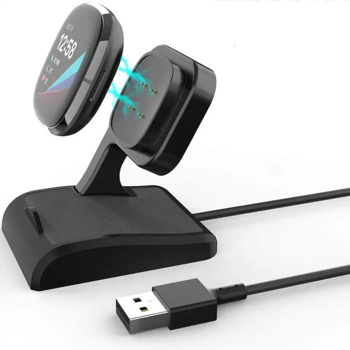 Fitbit Versa 4, 3, Sense 2, or Sense charger stand by That Watch Shop, showing a close-up of the dock for smartwatch charging.