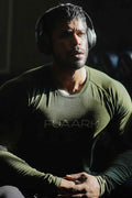 Olive green Chase full sleeves T-shirt by Fuaark Nz, casual long-sleeve shirt with round neckline, shown on a plain background.