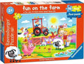 Orange Ravensburger puzzle box showing a bright farm scene with animals, a tractor, and 16 large chunky pieces.