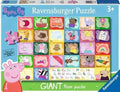 Colorful 30-piece Peppa Pig giant floor puzzle box featuring an alphabet grid with characters and objects.