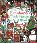 Vibrant red, green, and white Christmas book cover featuring a reindeer, snowman, and festive village scene.