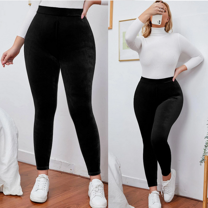 Women's winter thermal fleece-lined leggings in size 16+ from dealonline.co.nz, thick and warm for cold weather comfort.