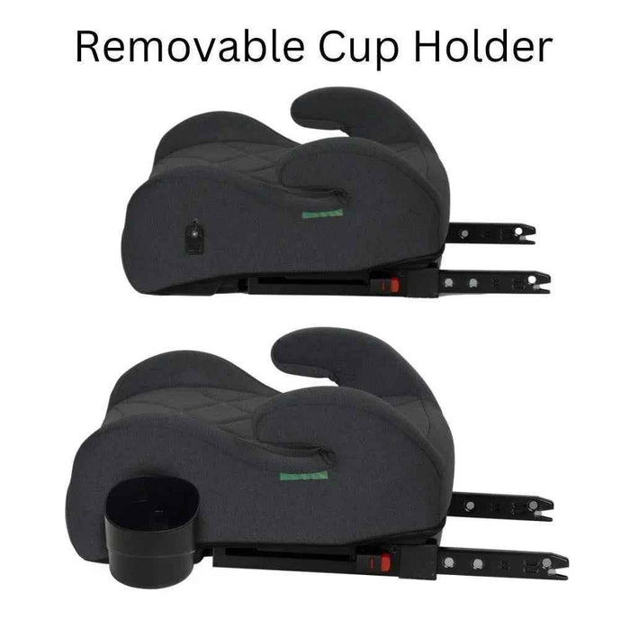 Baby Way NZ ClickSecure i-Size R129 half booster seat with ISOFIX and cup holder for toddler car safety.