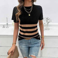 Black Coastline Stripe Sweater top by Stylish 3Sixty5, featuring a stylish striped pattern and comfortable fit.