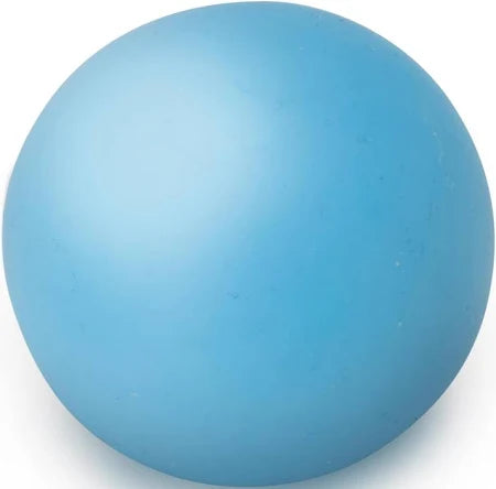 A light blue, spherical squishy ball with a matte texture against a white background.