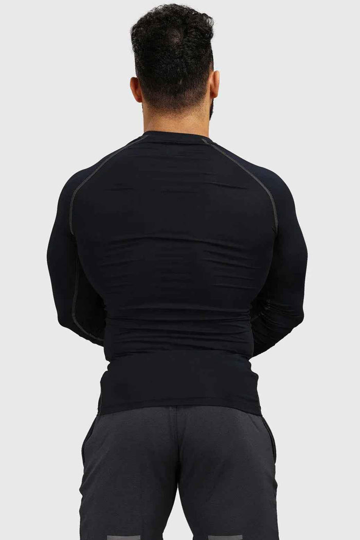 Navy compression fullsleeves T-shirt by Fuaark NZ with snug fit and sleek design, displayed on a plain background.