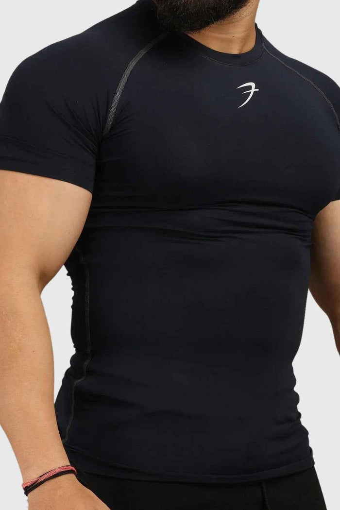 Navy compression T-shirt by Fuaark NZ featuring snug fit and athletic design, ideal for workout and casual wear.