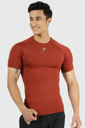 Fuaark Nz compression T-shirt Salsa design, fitted athletic T-shirt with vibrant colors and supportive fabric for active wear.