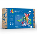 Blue box for Connetix 66-piece ball run expansion showing a colorful tile tower and clear plastic tubes.