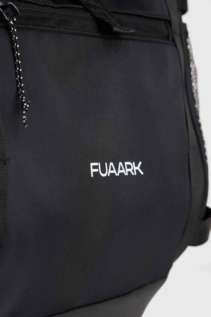 Fuaark Nz Core Black backpack bag with multiple compartments, stylish design, and functional features for everyday use.