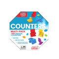 Hexagonal box of 555 colorful counters in animal, vehicle, and geometric shapes like bears, ducks, planes, and trucks.