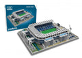 Miniature stadium replica with blue seats and white roof beams next to a blue GAA Croke Park retail box.