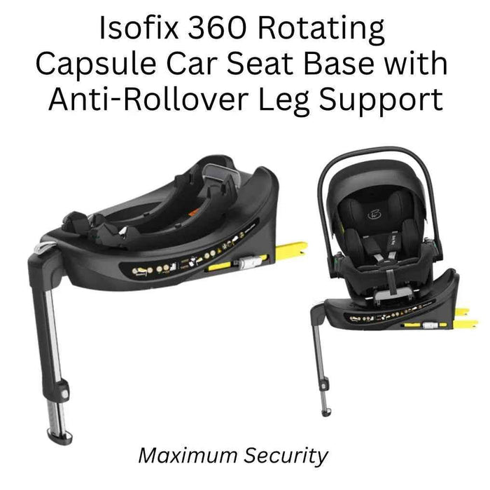 Baby Way NZ Crown i-Size reclining capsule car seat with 360 rotating ISOFIX base in black for infants and toddlers.