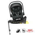 Olive Crown i-Size reclining capsule car seat with ISOFIX base for babies and toddlers, 360-degree rotating for easy access.